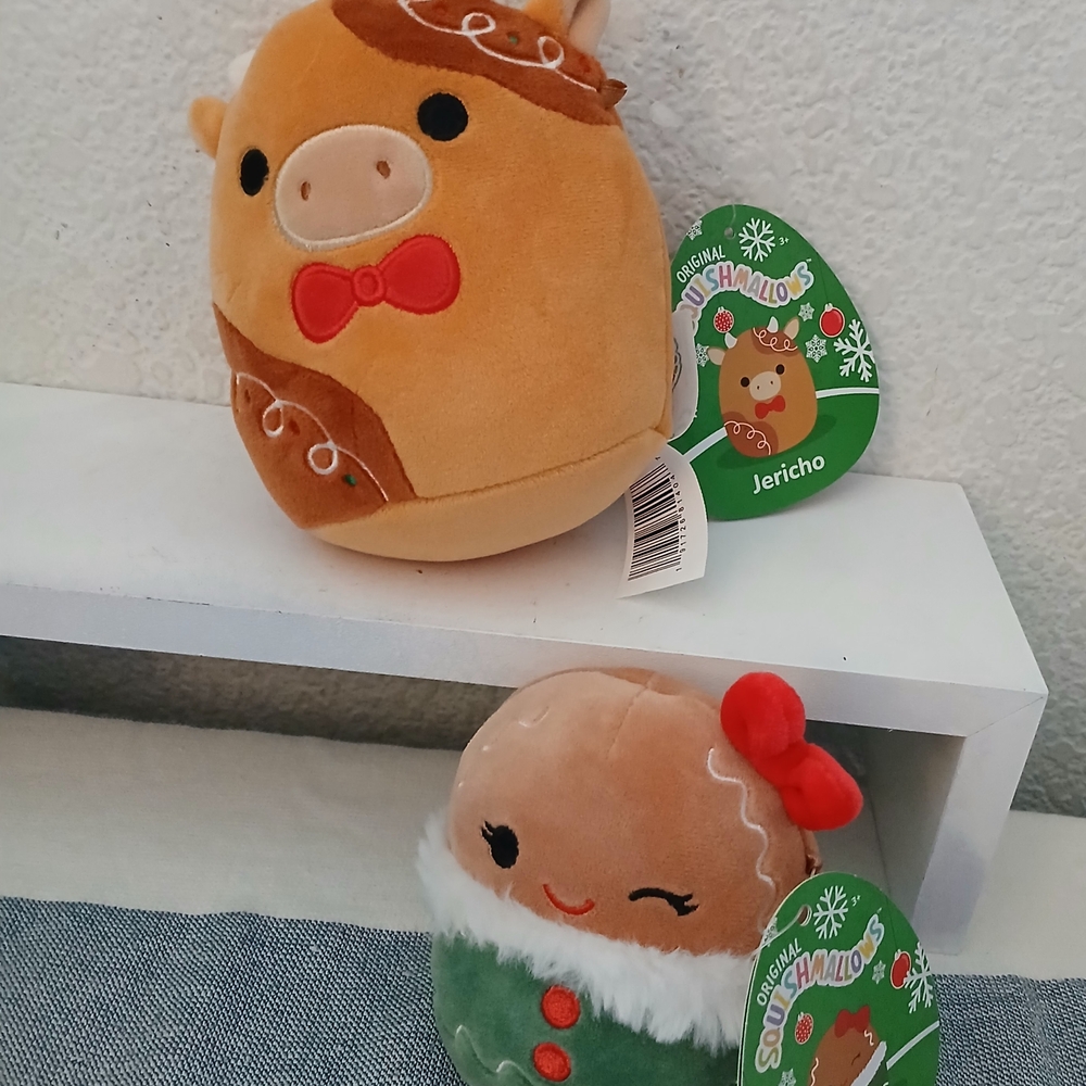 Squishmallows Gingerbread and Reindeer Plush Set